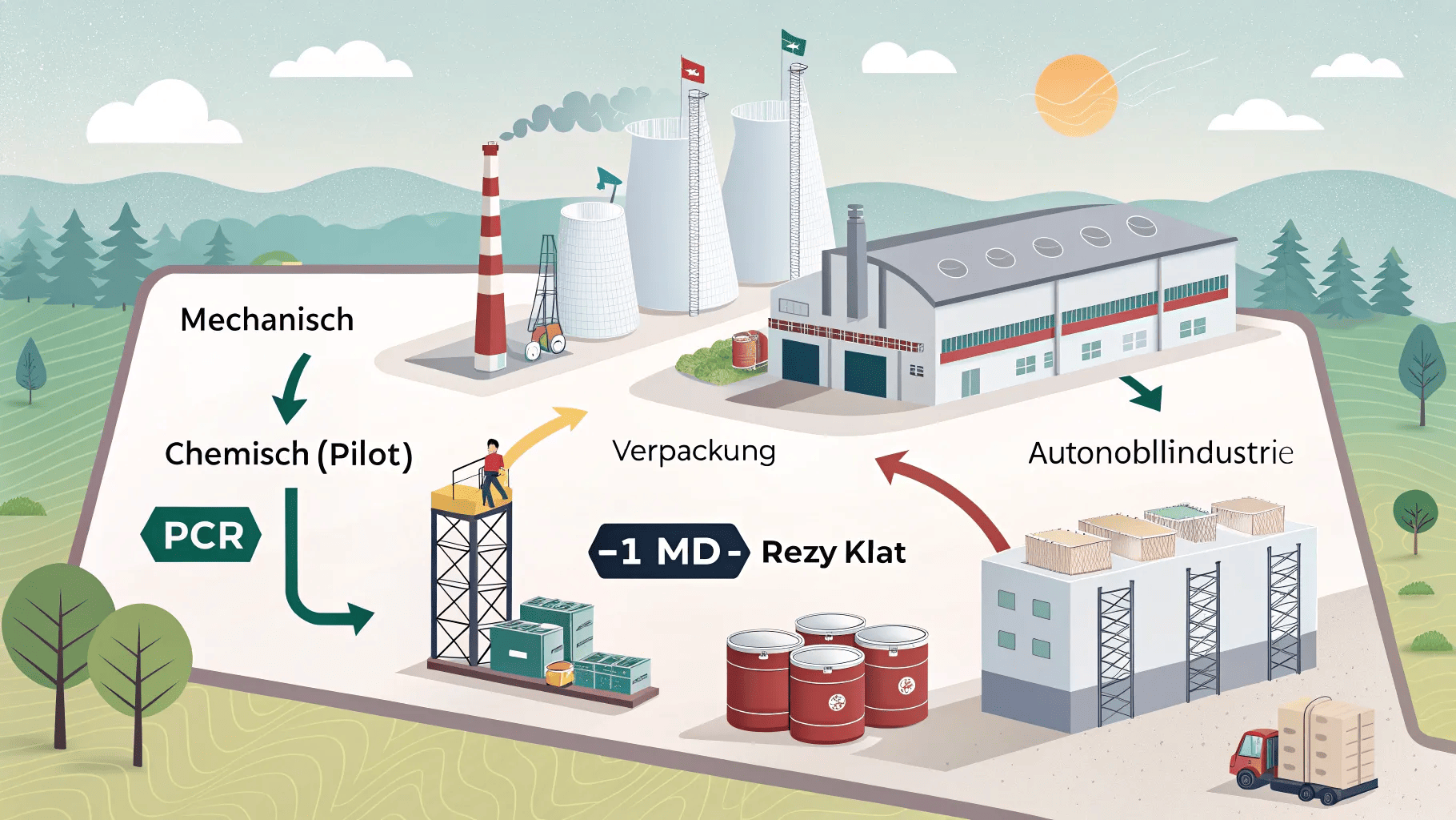 Mechanische und chemisches Reycling allein werden nicht ausreichen, um die Recyclact Lücke zu füllen. Die Automobilindustrie benötigt auch recyclate.